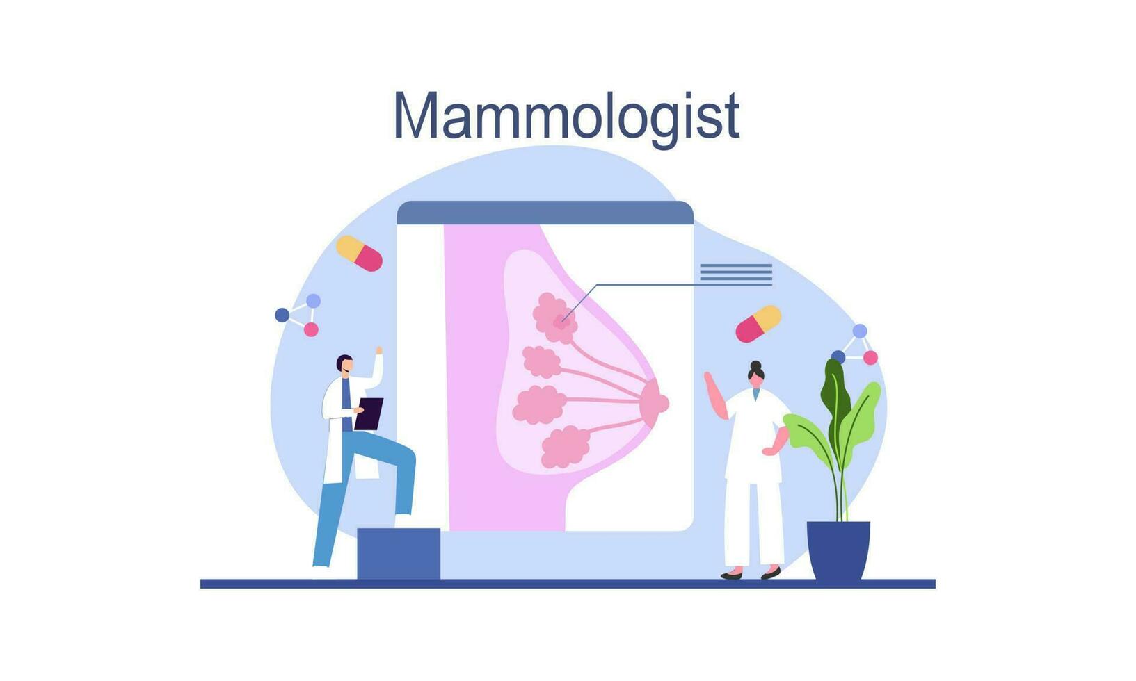 Mammologist concept consultation with doctor about breast disease idea of healthcare and medical vector