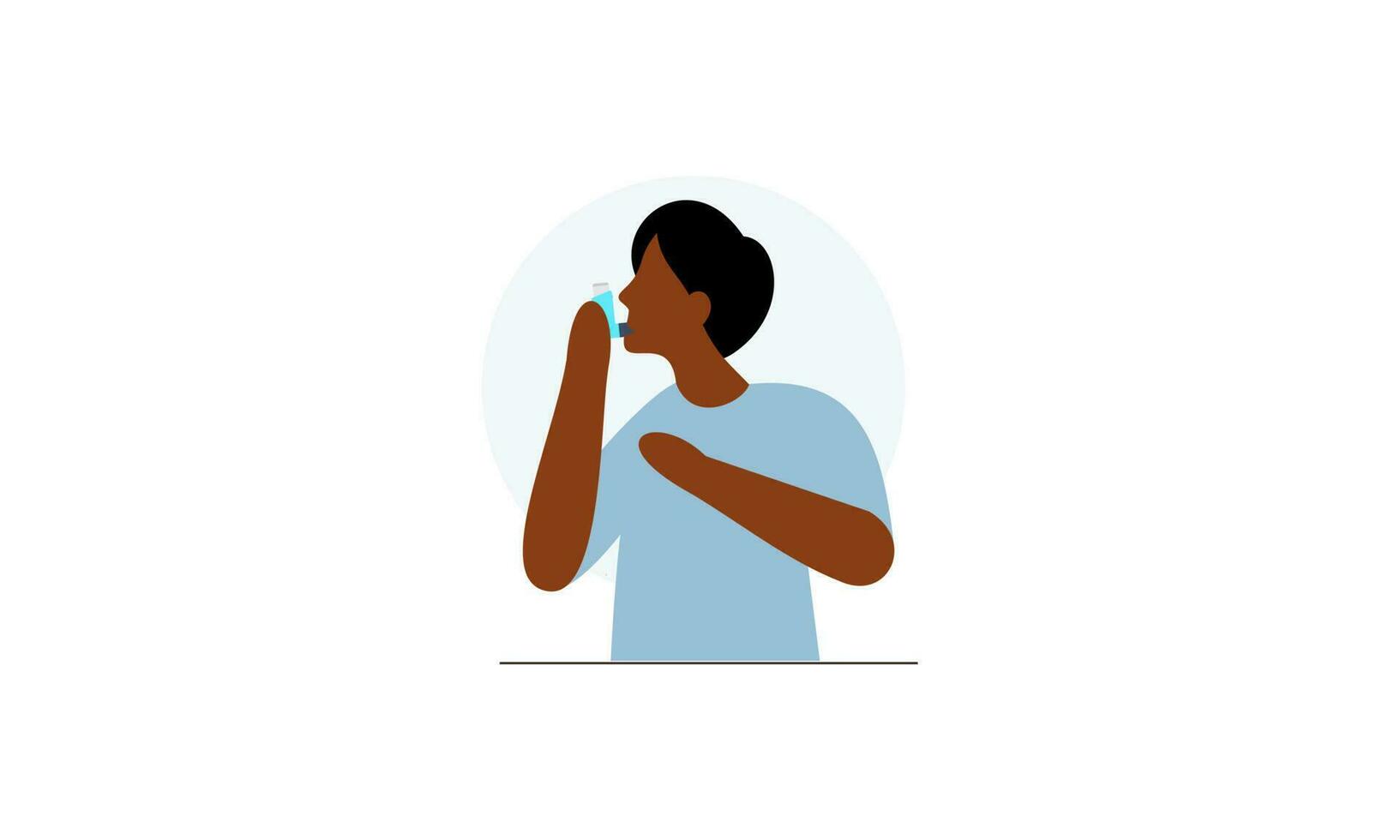 People uses an asthma inhaler against an allergic attack. World asthma day vector