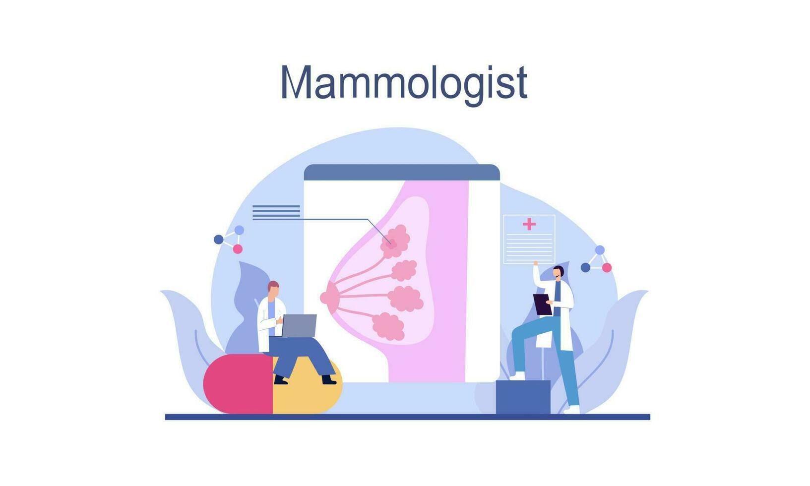 Mammologist concept consultation with doctor about breast disease idea of healthcare and medical vector