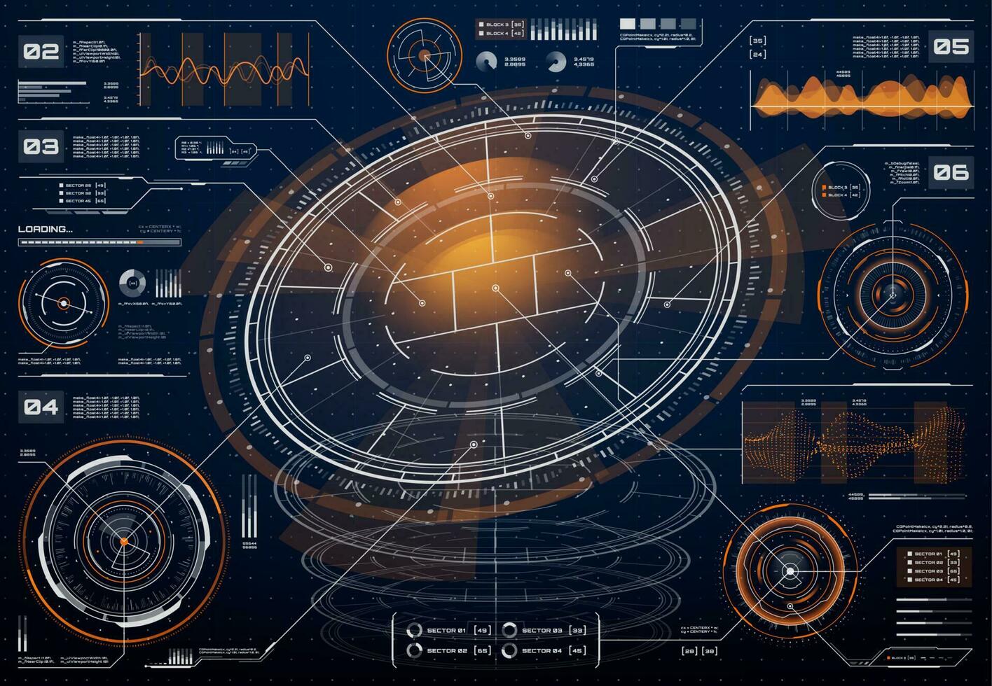 HUD digital screen interface, infographics vector