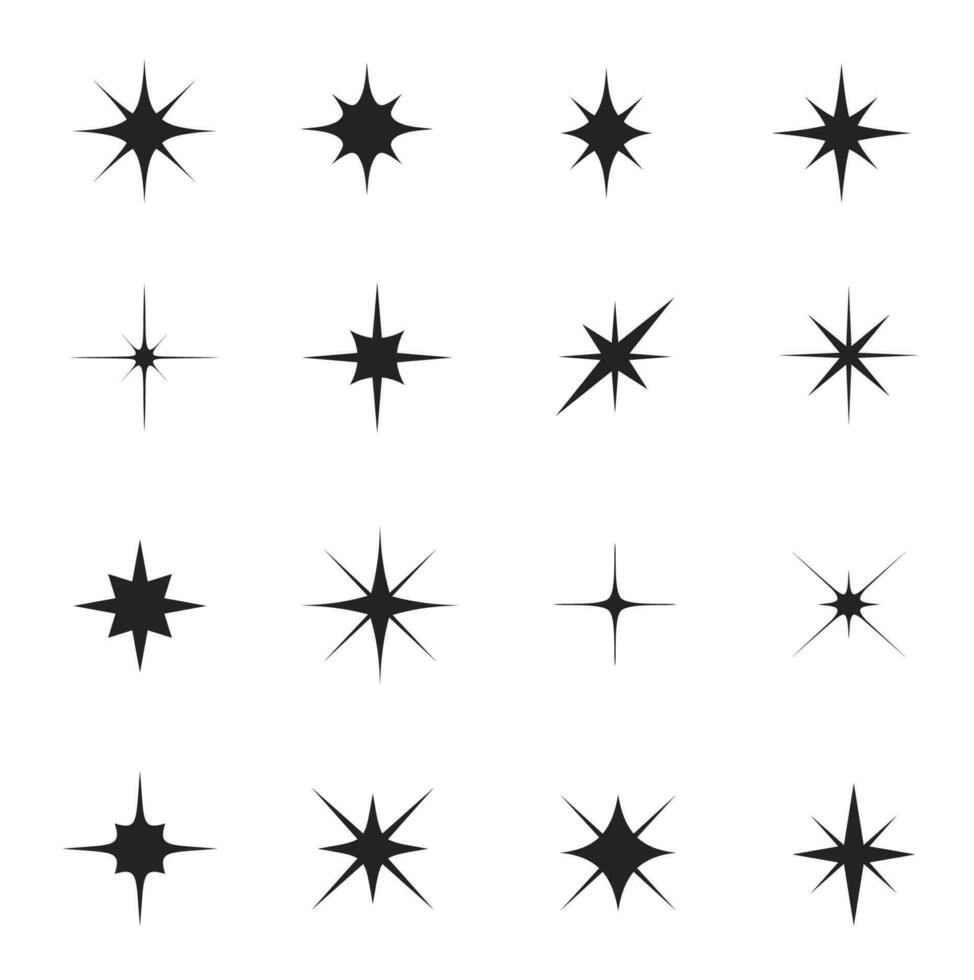 Star sparkle and twinkle, burst and flash vector