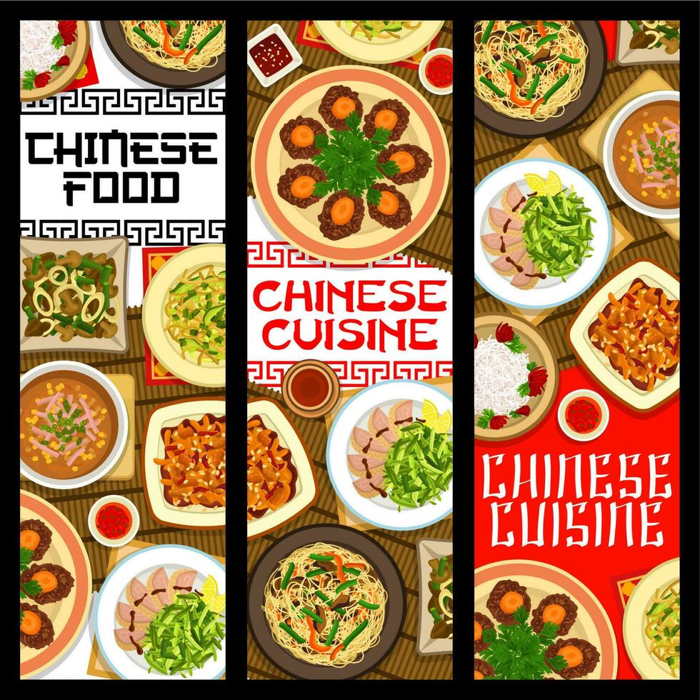 Chinese cuisine food banners, restaurant menu vector