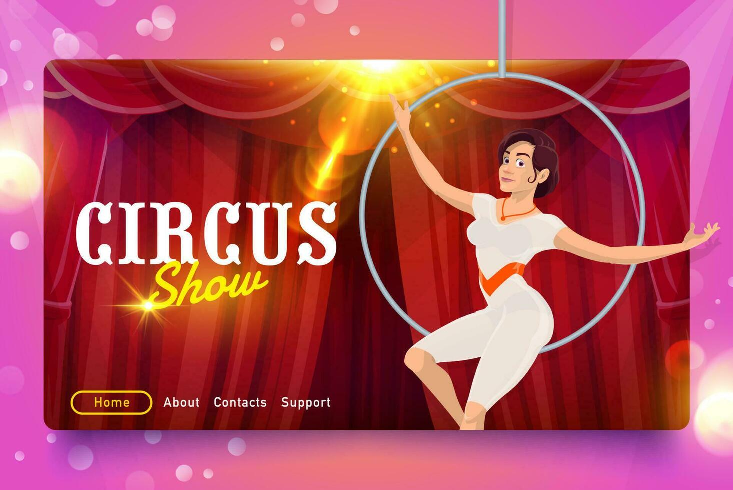 shapito circo dibujos animados trapecista mujer, sitio web vector