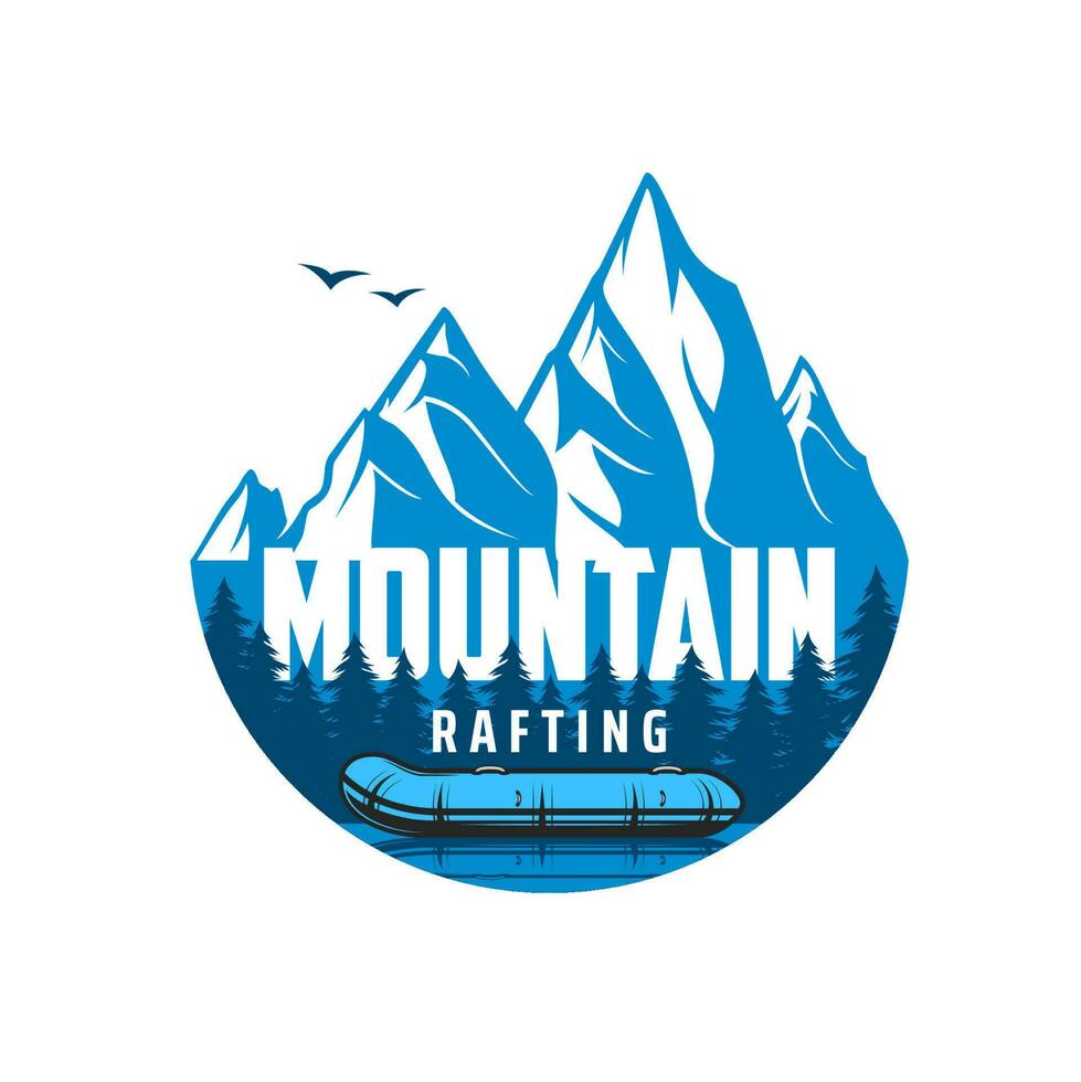 Mountain river rafting outdoor recreation icon vector