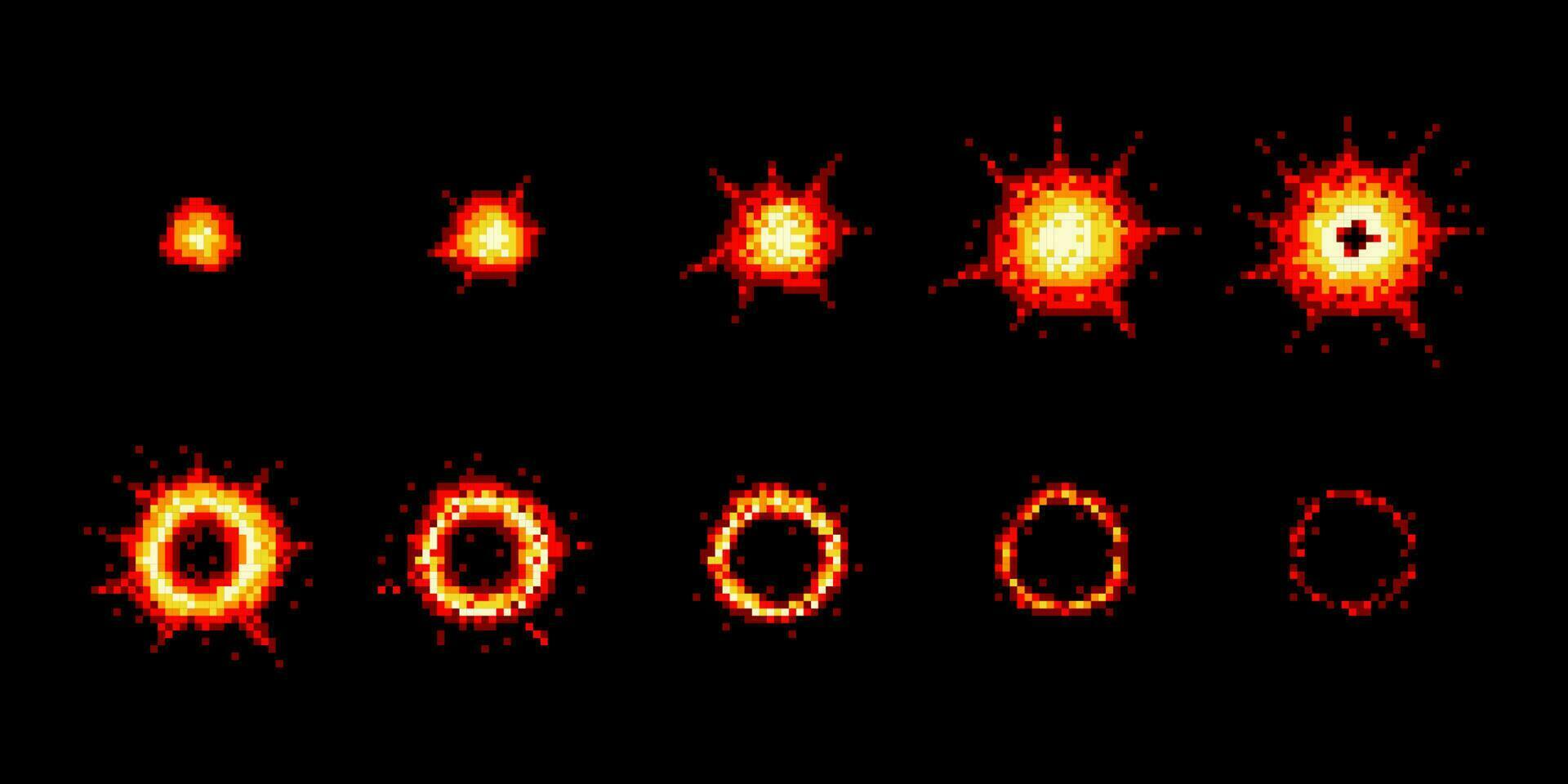 píxel Arte explosión, auge o Estallar animar sprites vector