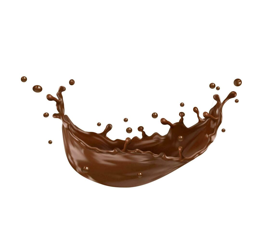 Chocolate or milk wave swirl splash with splatters vector
