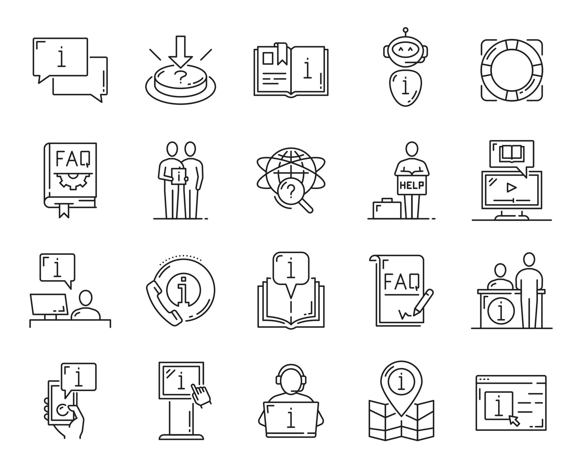 Information, instruction guide and FAQ manual help 23530814 Vector Art