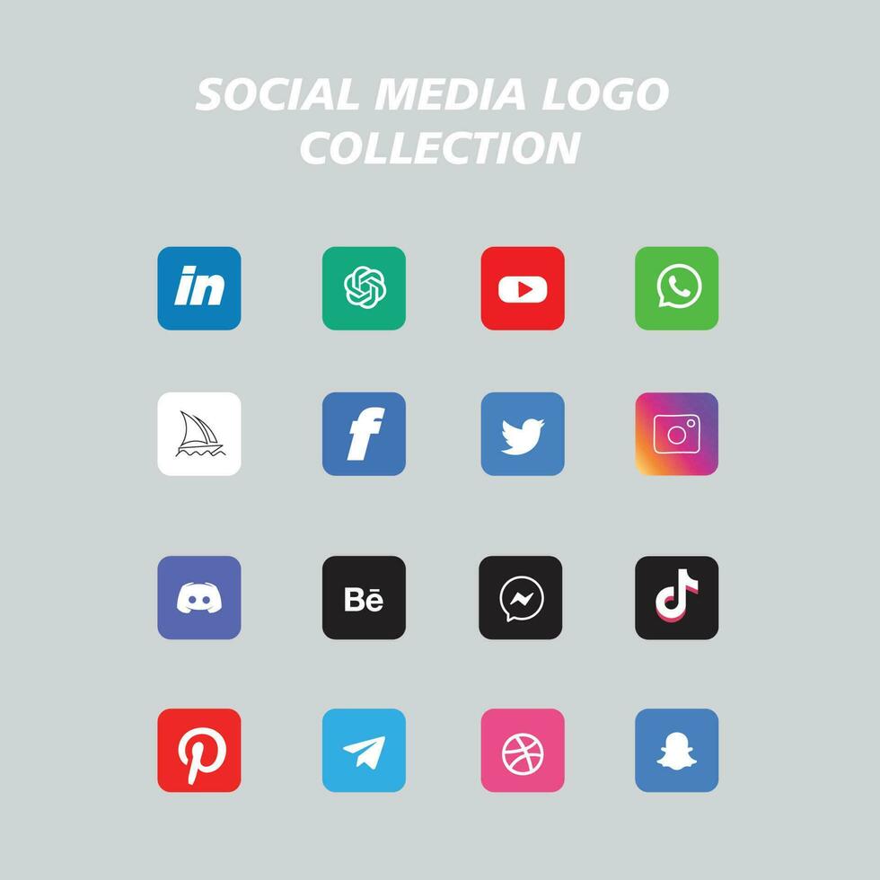 popular social red símbolos, social medios de comunicación logo íconos colección vector