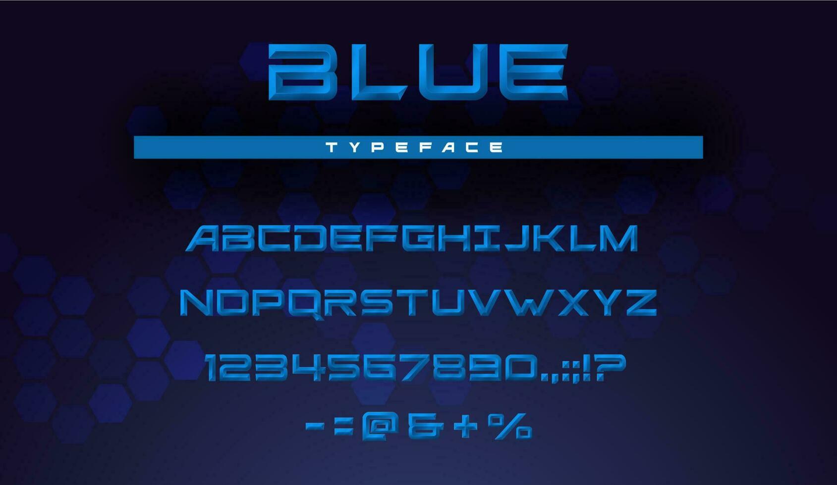 Chiseled font, beveled alphabet letters, numbers vector