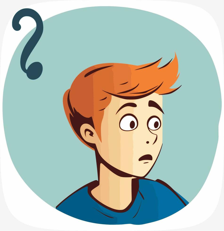 Illustration of a Male Teenage Student Thinking to Himself vector