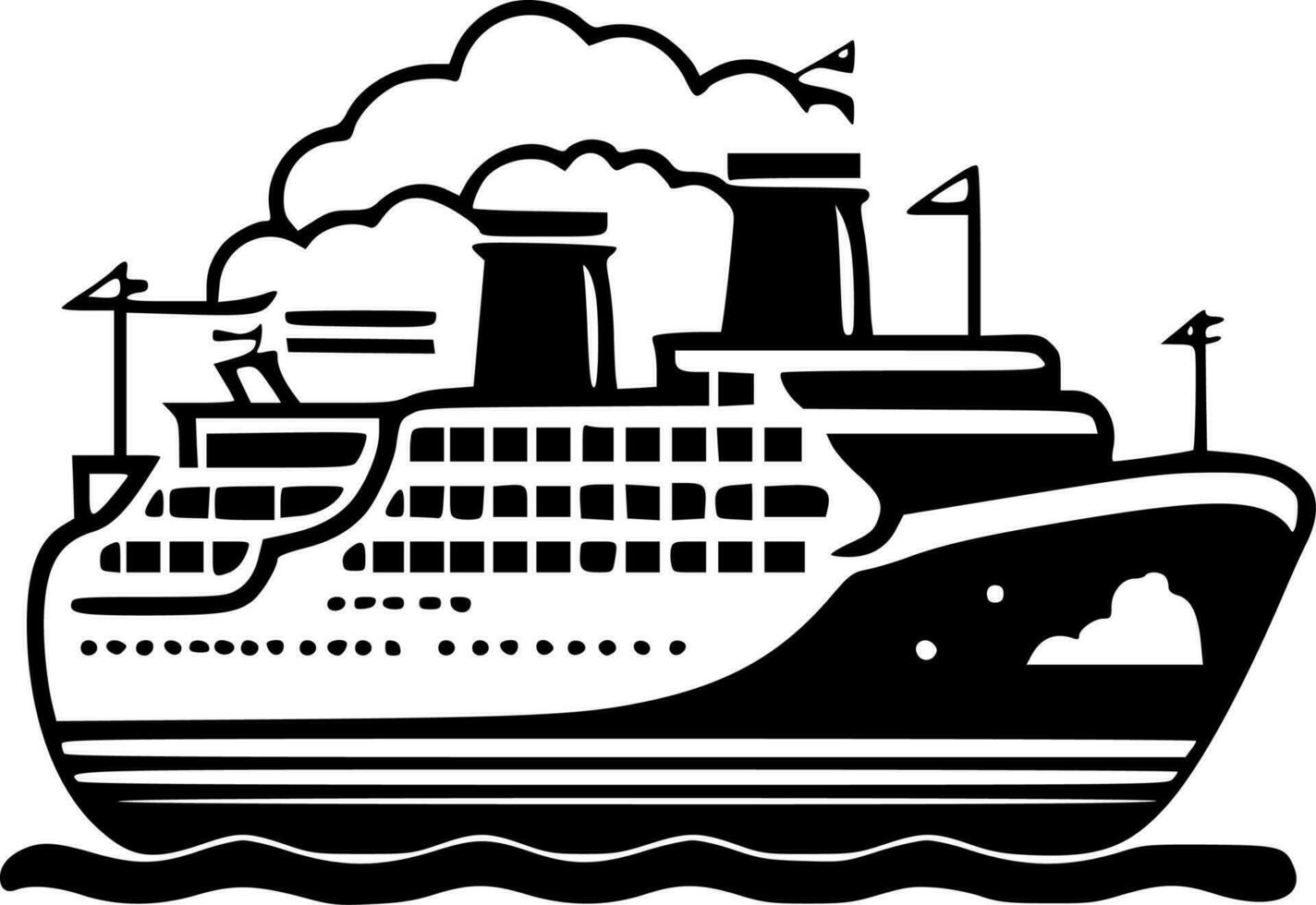 Cruise, Black and White Vector illustration