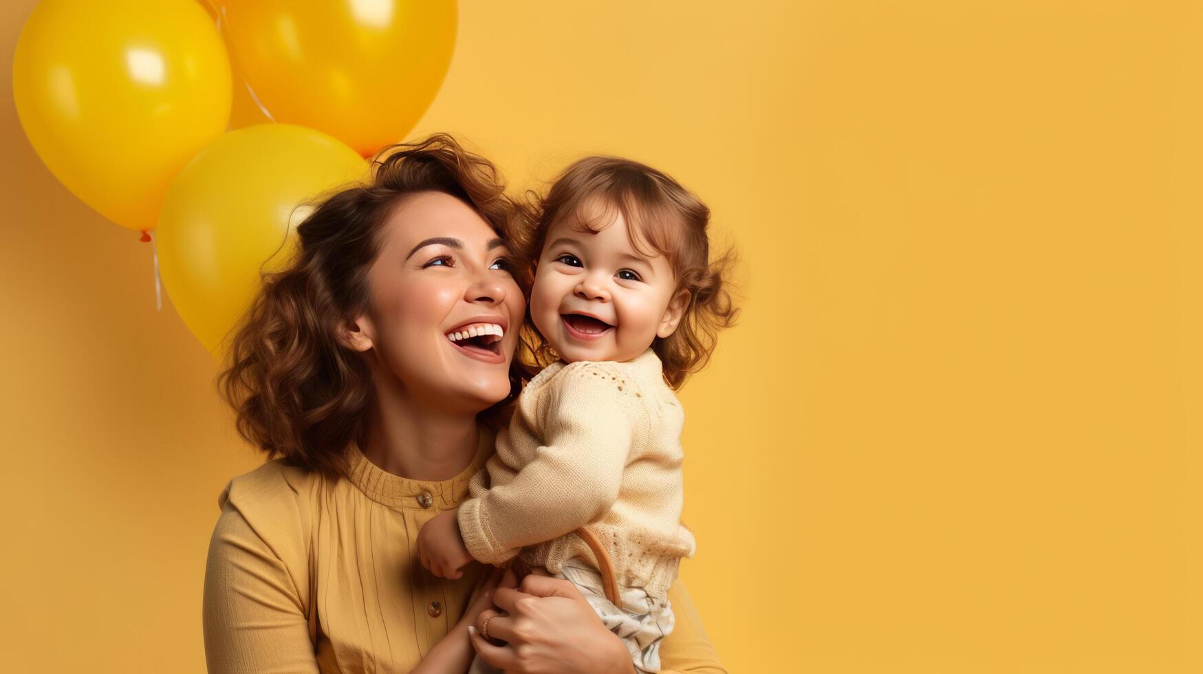 Beautiful Happy Mom with Child. Illustration photo