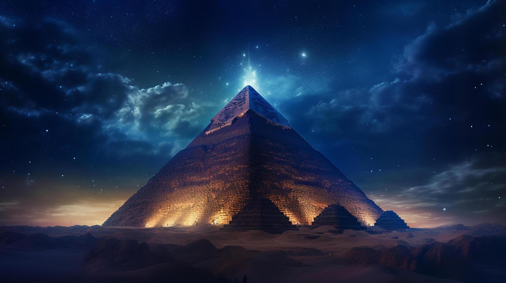 Magical pyramid. Illustration photo