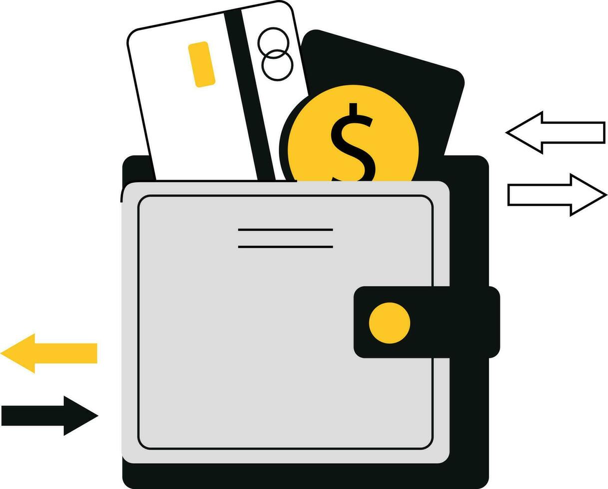 Wallet with money and credit card vector