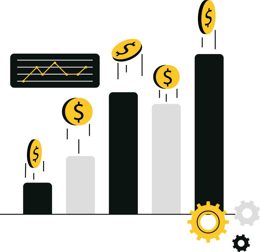 Currency chart growing up vector