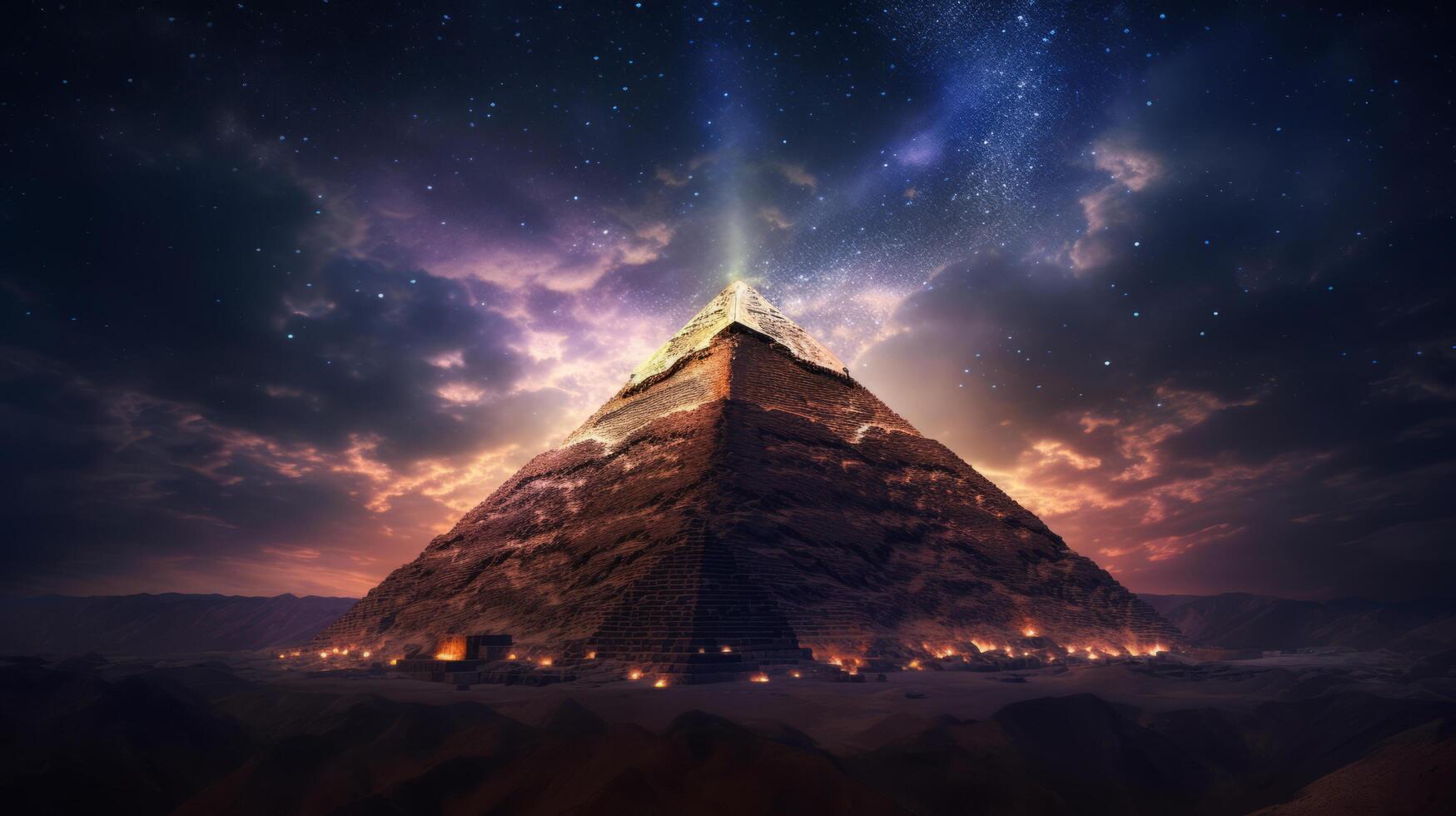 Magical pyramid. Illustration photo