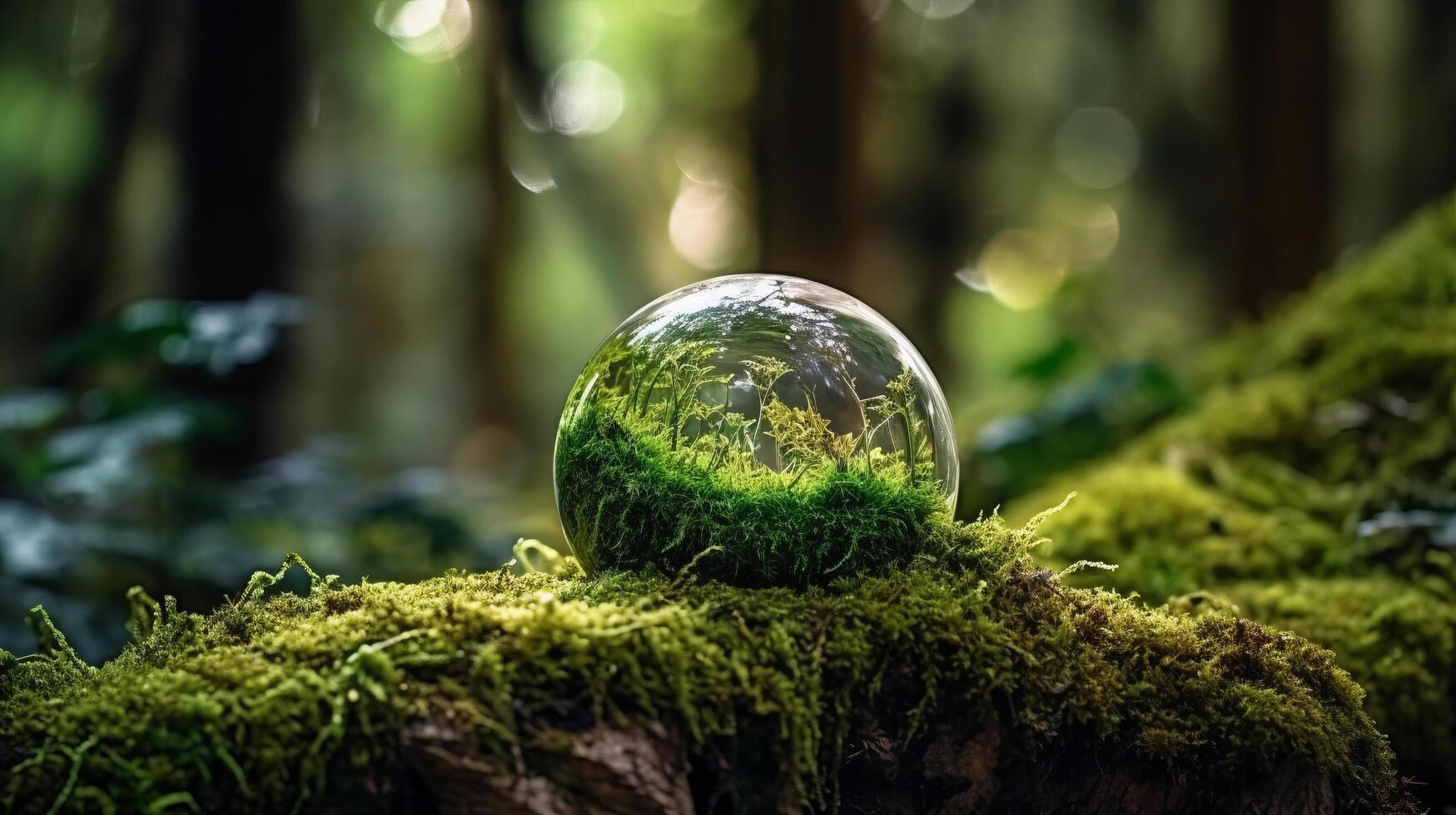 Crystal globe. Environment concept. Illustration photo