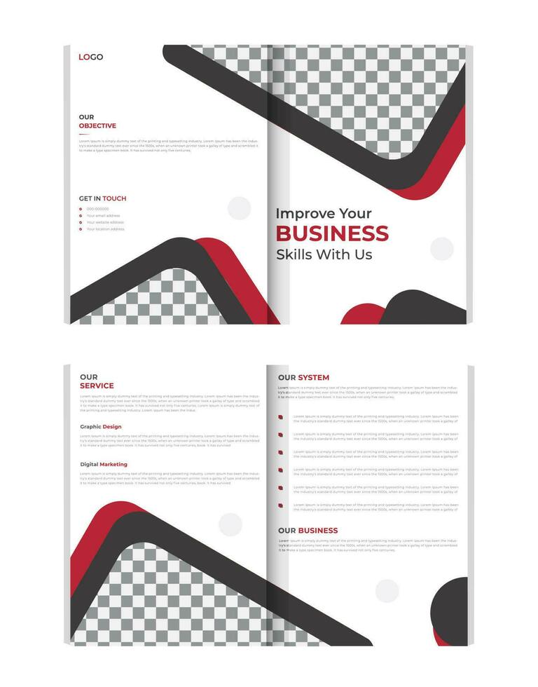 modern bi fold business brochure template design vector