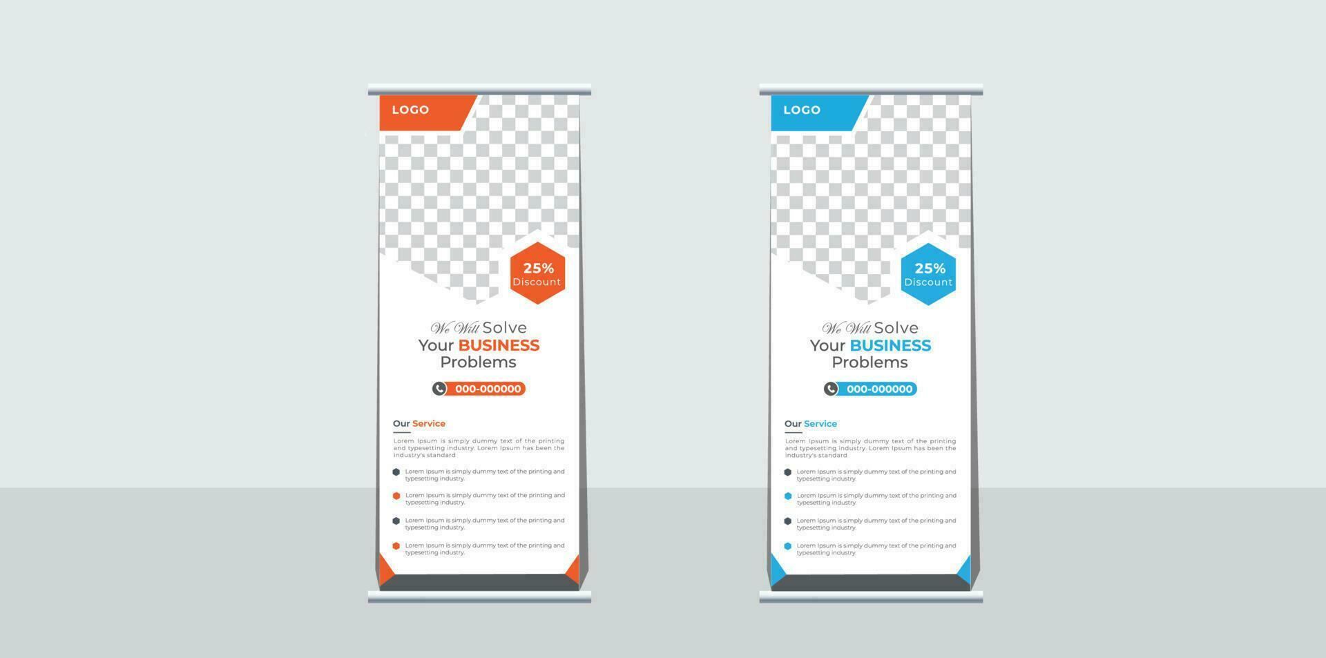 Roll up banner design template bundle, Business banner layout. vertical, abstract background, pull up design, modern x-banner, rectangle size, presentation, poster, advertisement, print media vector