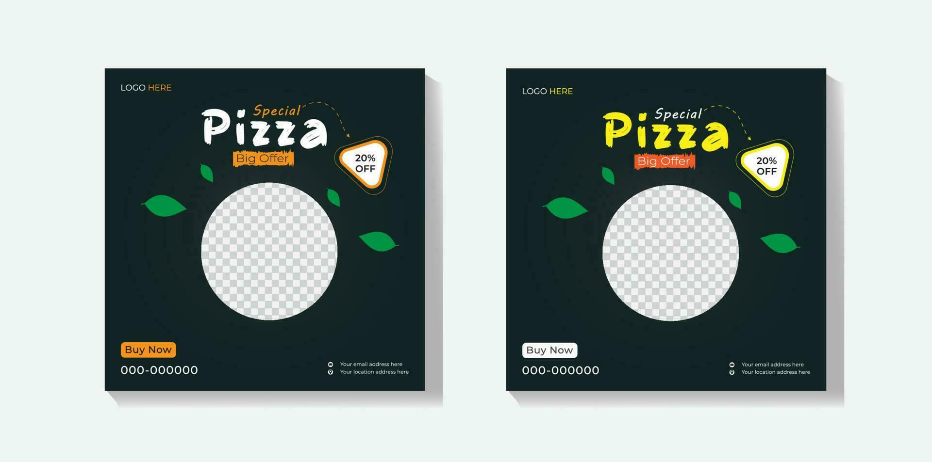 Social media post design template for pizza sell vector