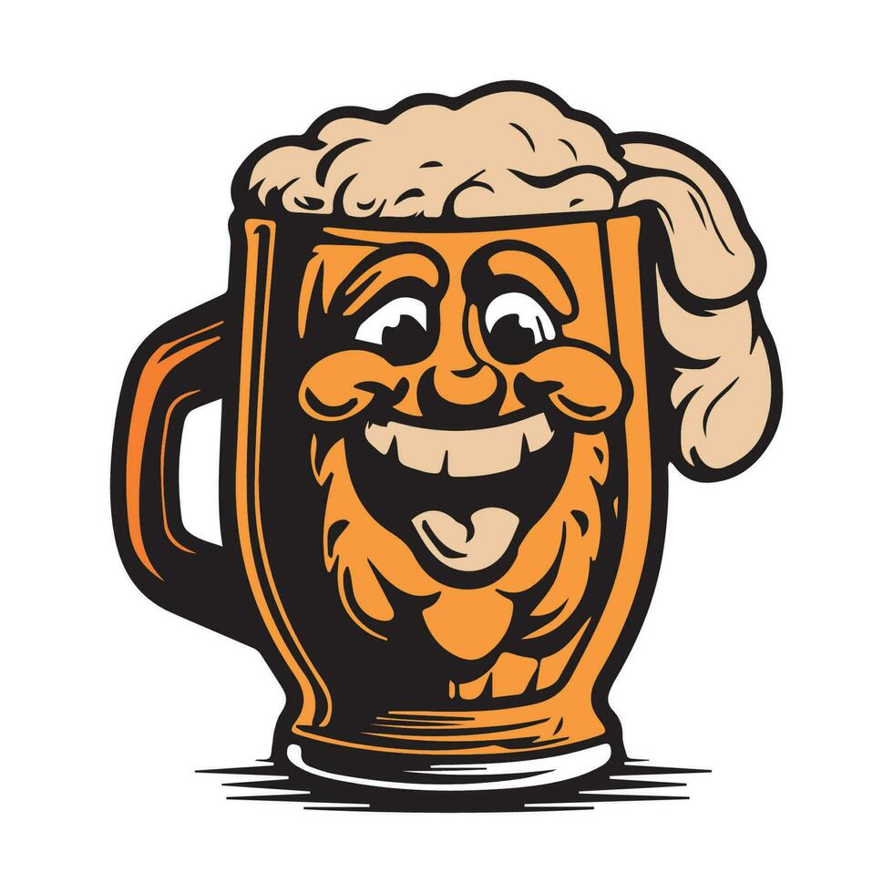 cerveza mascota animación en plano colores con mínimo líneas vector