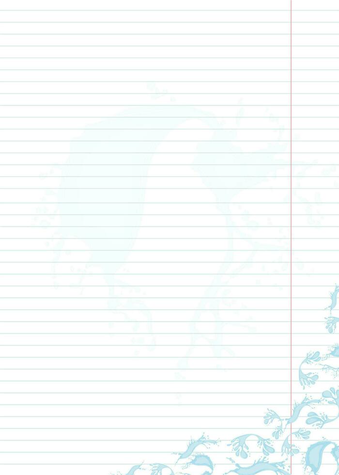 notebook sheet with drops and splashes of water vector