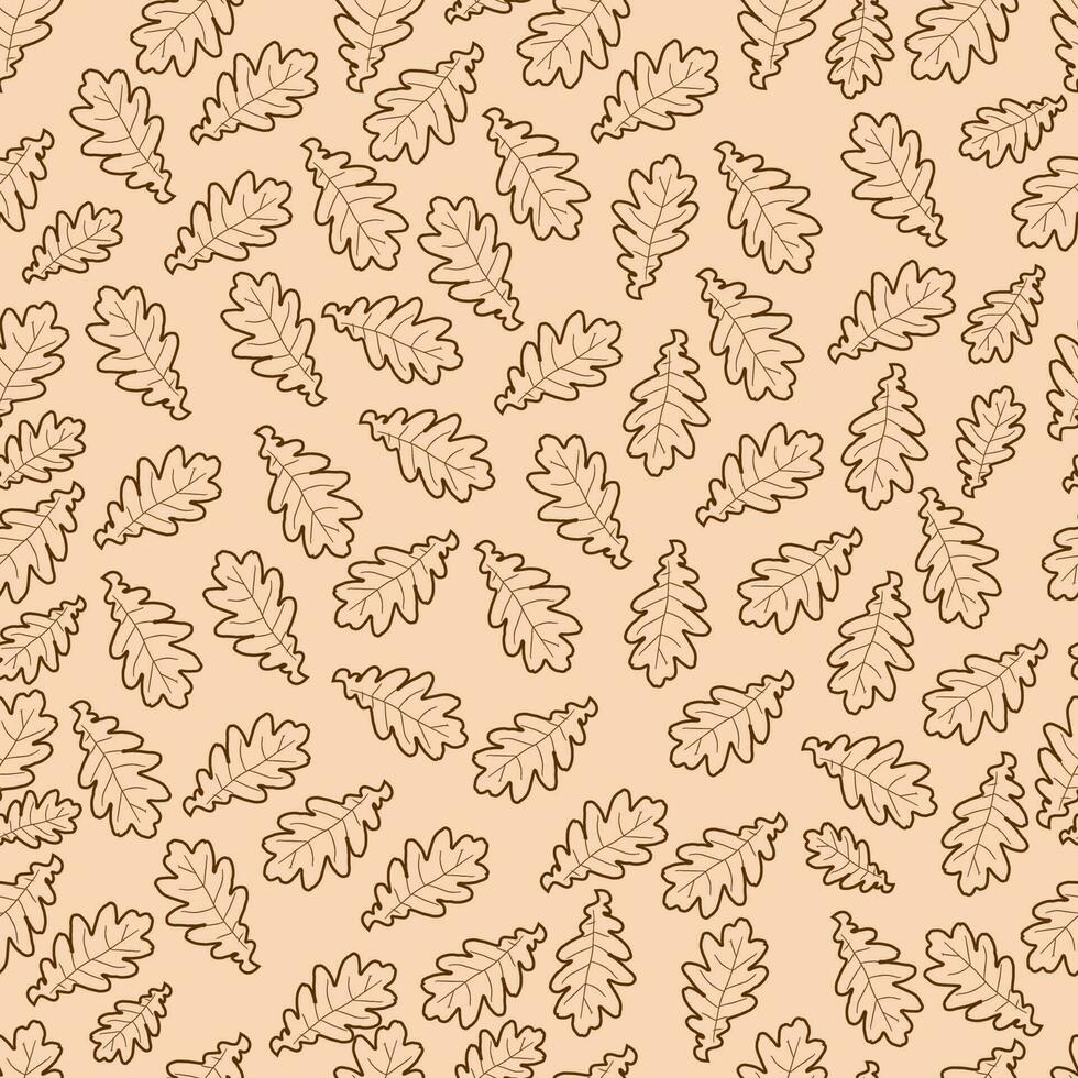 seamless pattern with contours of oak leaves vector