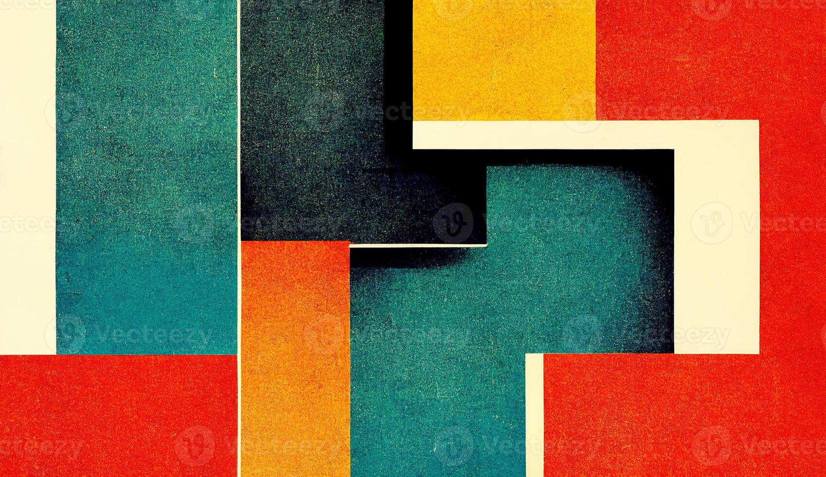 , abstract Bauhaus style background with grainy paper texture. Trendy contemporary minimal 20s geometric design. Digital art. photo