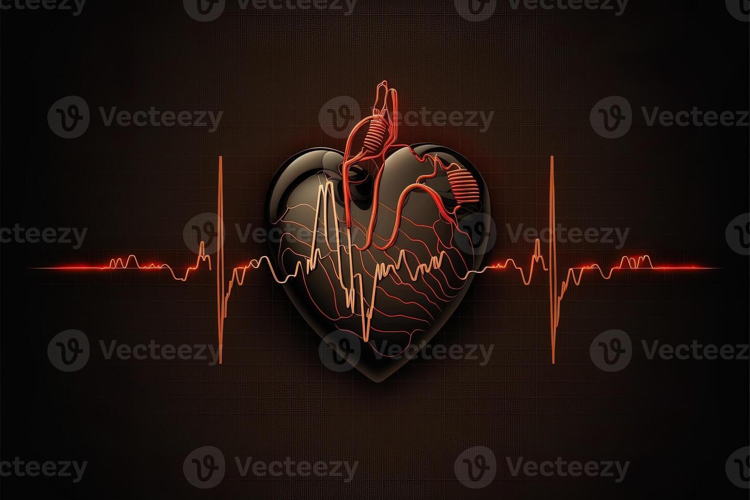 Background with a heart with the heartbeat monitor line, Heart and heartbeat symbol. photo