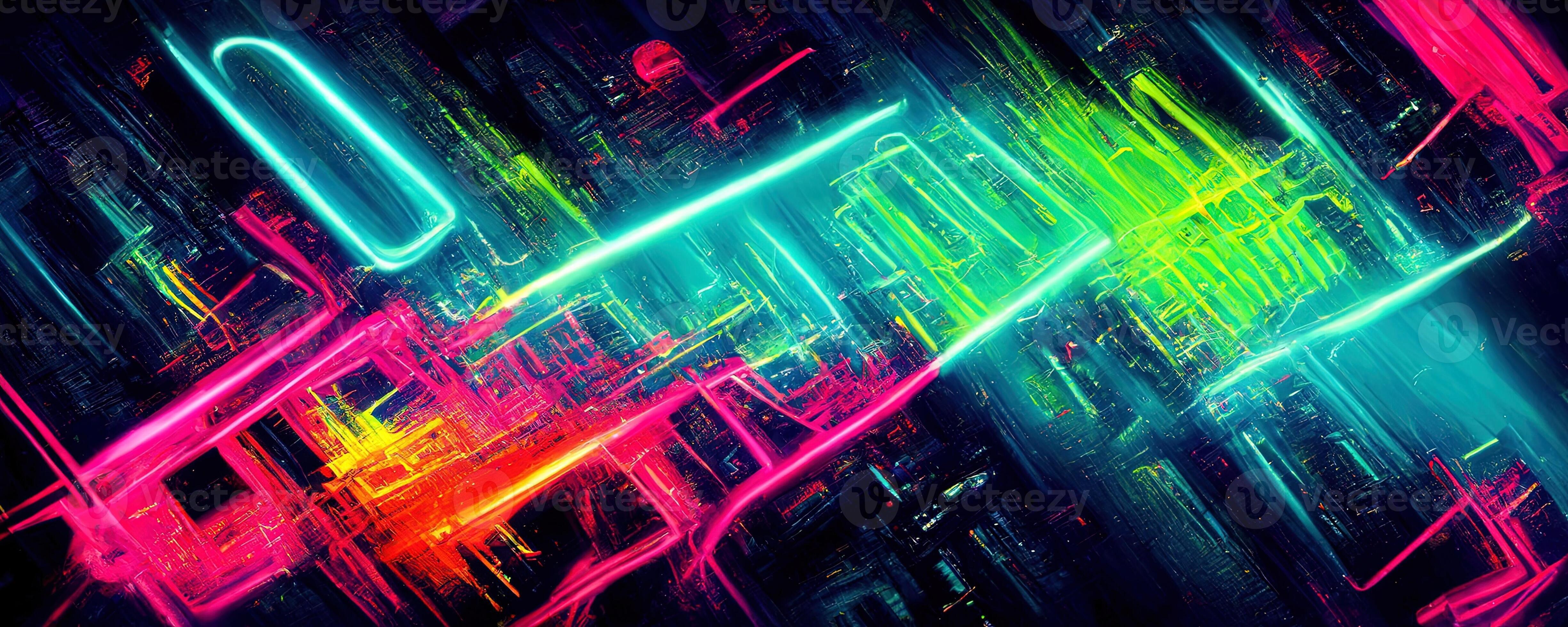 illustration of gaming background abstract, cyberpunk style of gamer  wallpaper, neon glow light of sci-fi. Glowing iridescent neon lights for  both light and dark backgrounds. Generative AI 23486370 Stock Photo at  Vecteezy