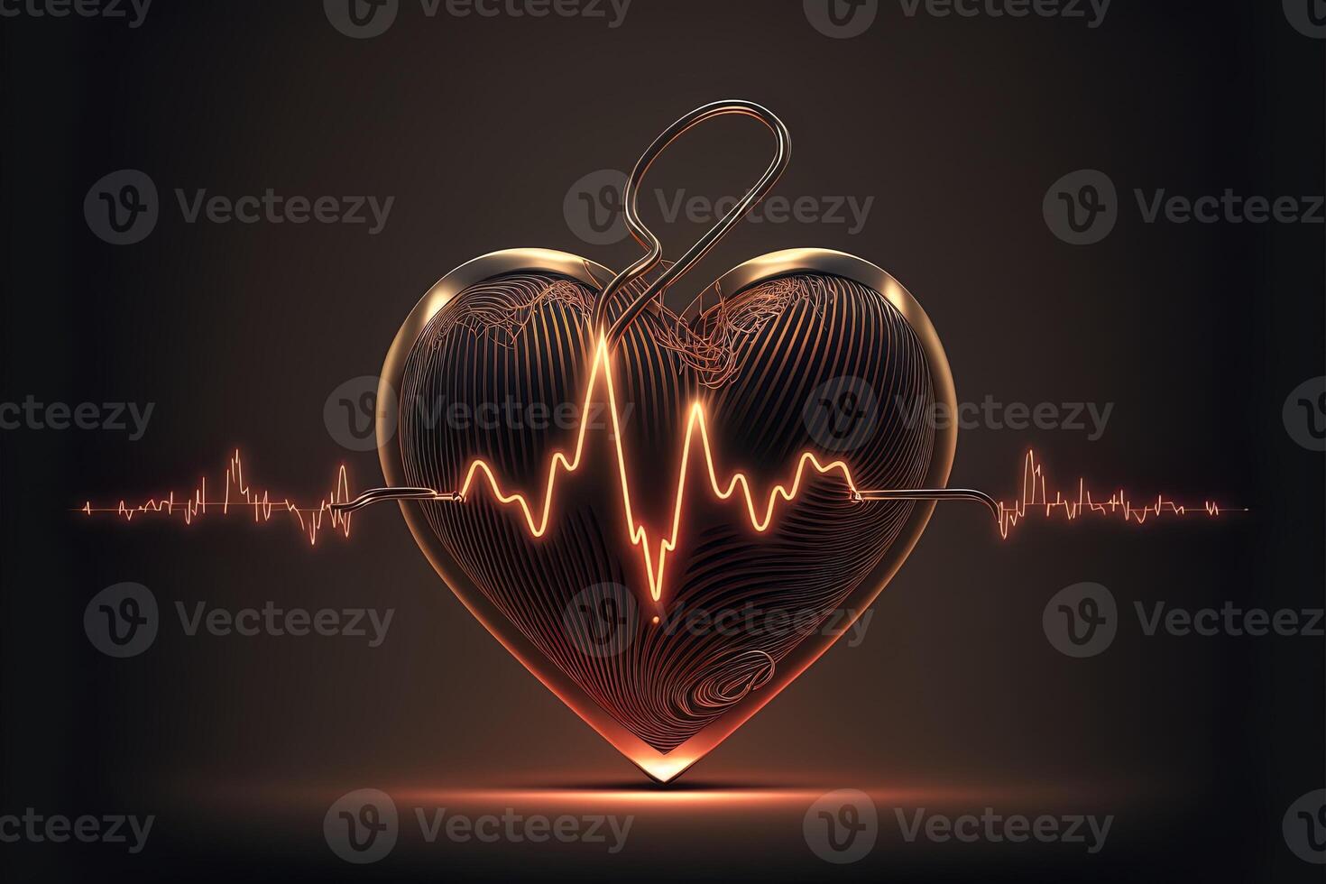 Background with a heart with the heartbeat monitor line, Heart and heartbeat symbol. photo