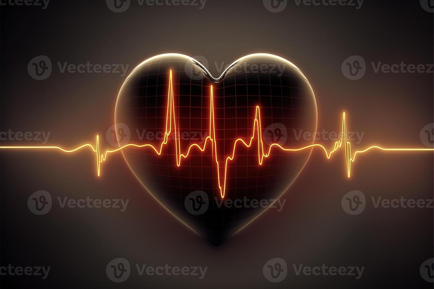 Background with a heart with the heartbeat monitor line, Heart and heartbeat symbol. photo