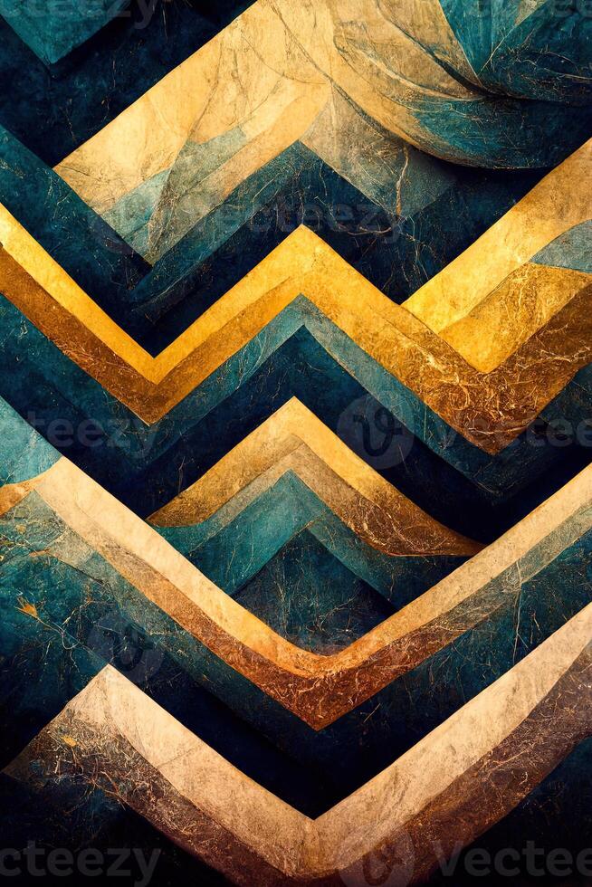 Marble effect background or texture. Spectacular abstract glistening golden solid liquid waves. Swirling golden and blue pastel pattern, shining golden color, marble geometric, photo