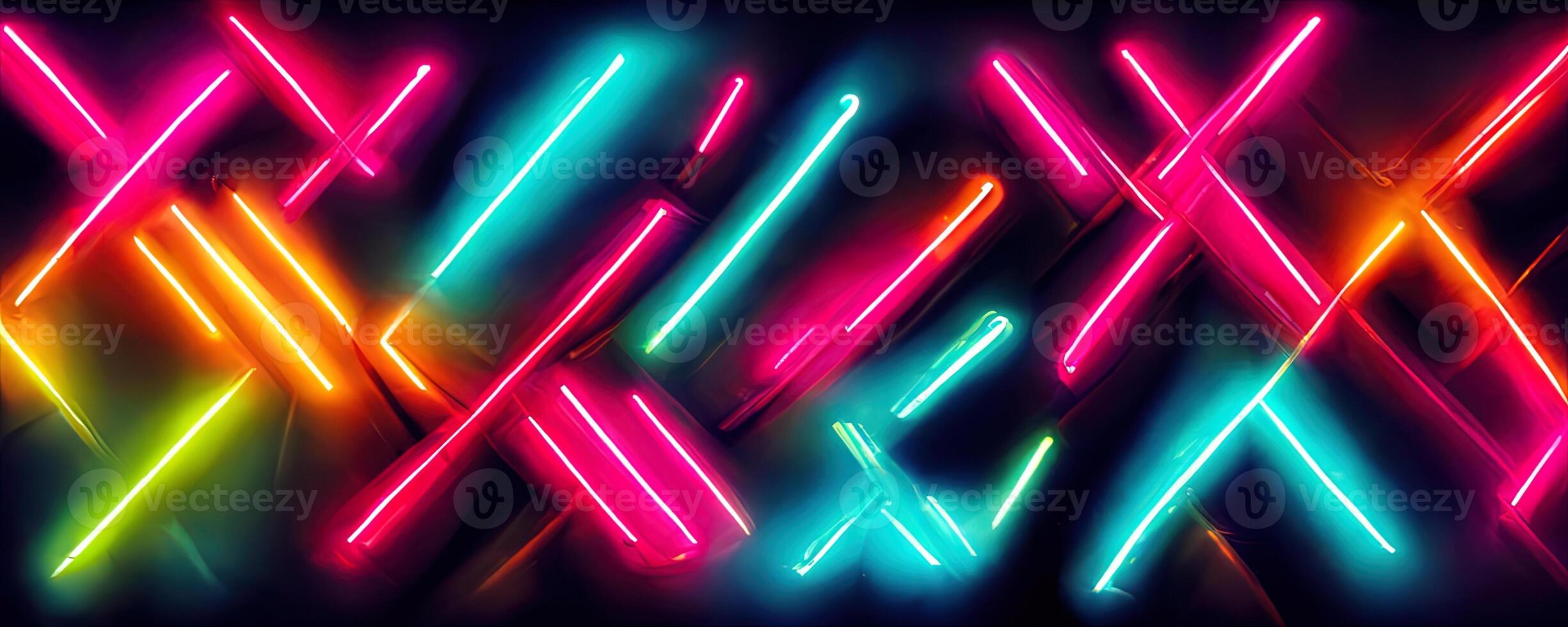 illustration of gaming background abstract, cyberpunk style of gamer wallpaper, neon glow light of sci-fi. Glowing iridescent neon lights for both light and dark backgrounds. photo