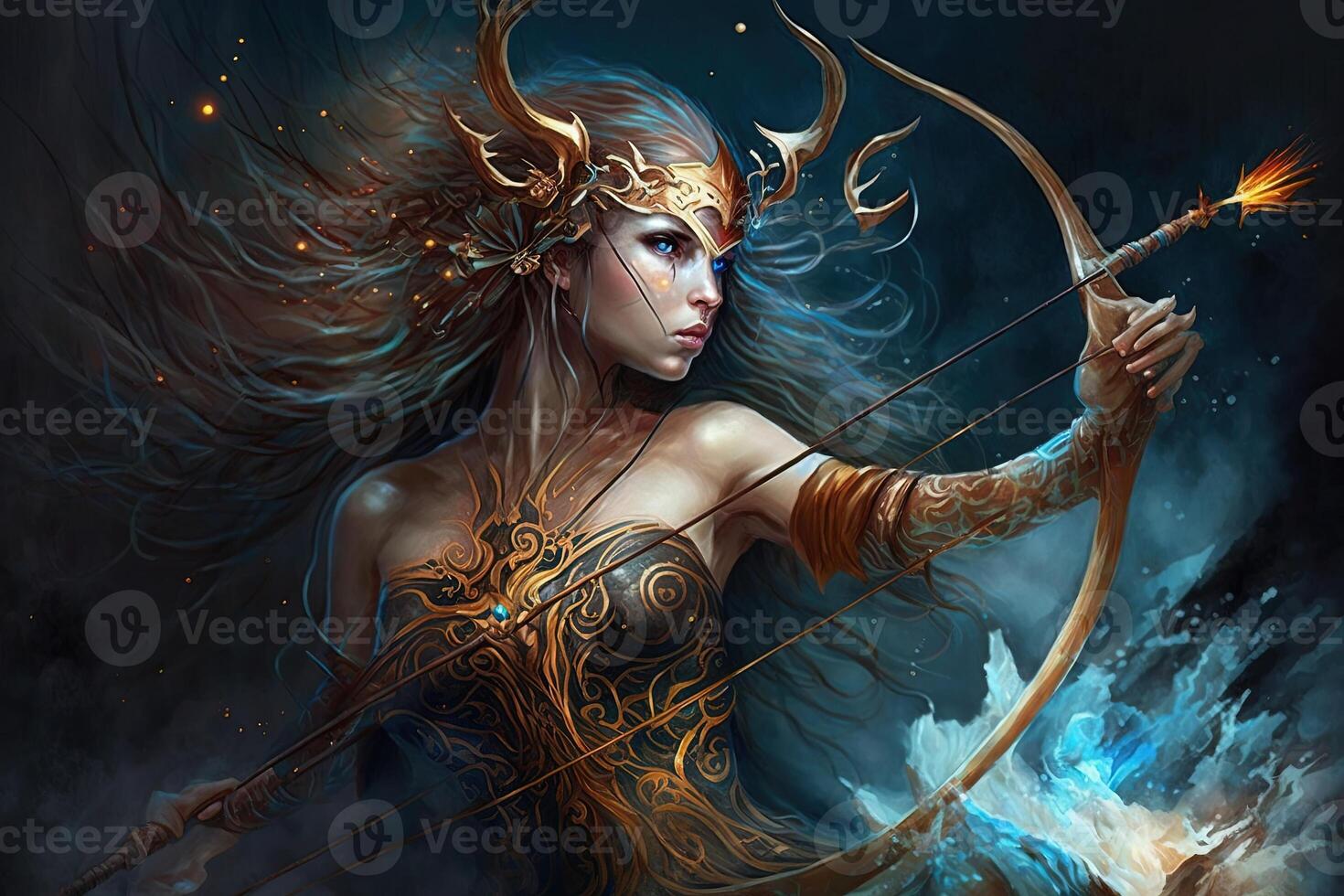 Backdrop of sacred zodiac Sagittarius symbols astrology alchemy magic  sorcery and fortune telling generative AI digital painting Zodiac sign  Sagittarius on the starry sky close up 23532964 Stock Photo at Vecteezy