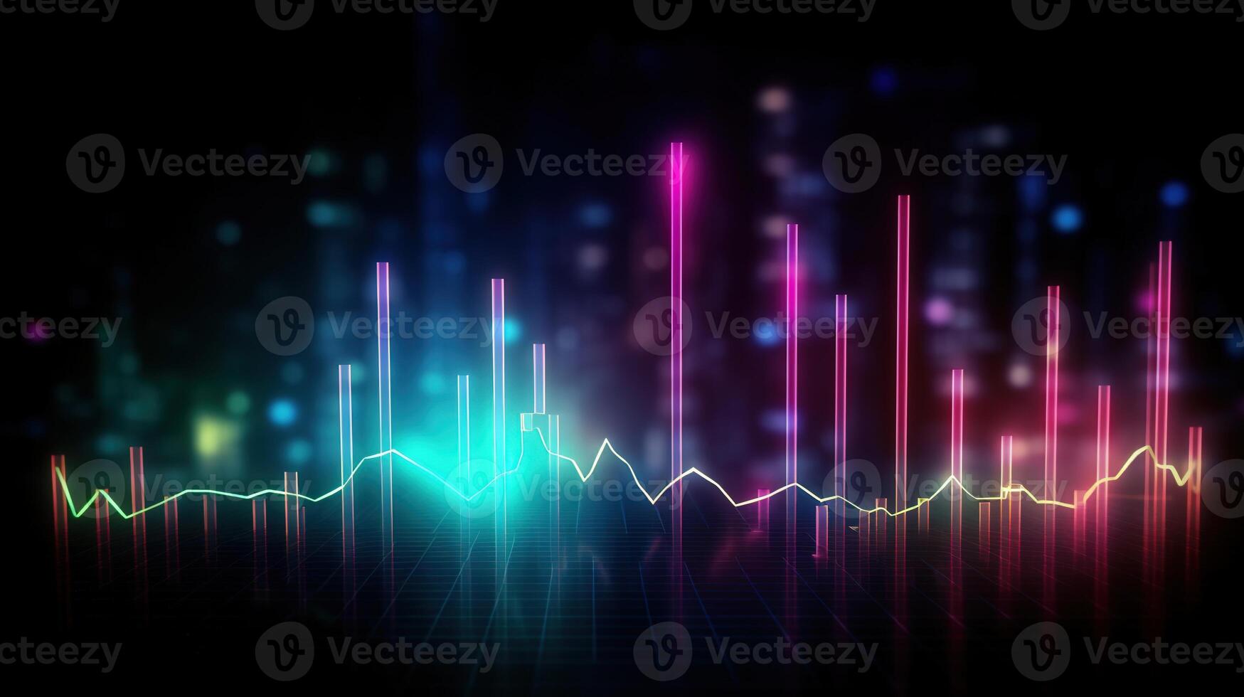 , stock market chart lines, financial graph on technology abstract background represent financial crisis, financial meltdown. Technology concept, trading market concept. photo