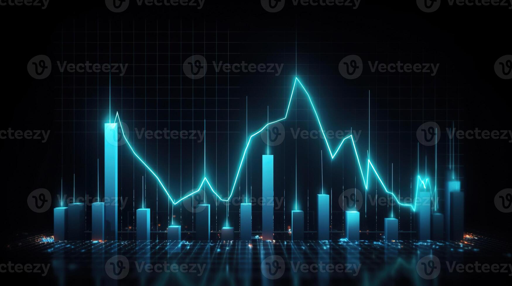 , stock market chart lines, financial graph on technology abstract background represent financial crisis, financial meltdown. Technology concept, trading market concept. photo