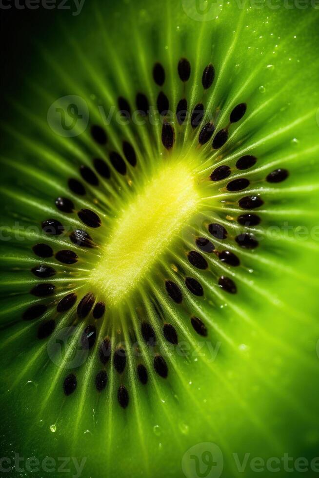 generativo ai, macro Fresco kiwi texturizado antecedentes foto