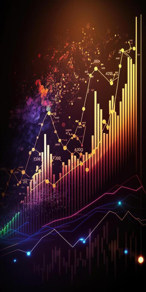 , stock market chart lines, financial graph on technology abstract background represent financial crisis, financial meltdown. Technology concept, trading market concept. photo