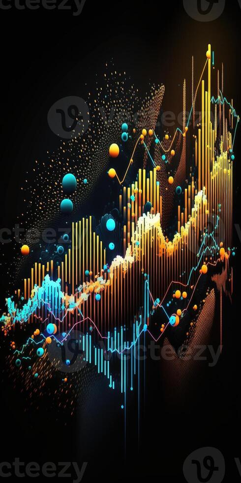 , stock market chart lines, financial graph on technology abstract background represent financial crisis, financial meltdown. Technology concept, trading market concept. photo