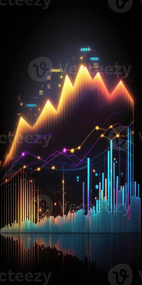 , stock market chart lines, financial graph on technology abstract background represent financial crisis, financial meltdown. Technology concept, trading market concept. photo