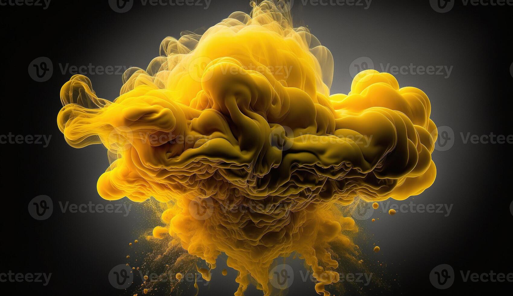 generativo ai, fluido ligero amarillo fumar con salpicaduras suave fluido bandera, primavera hembra ánimo, 3d efecto, moderno macro realista resumen antecedentes ilustración, tinta en agua efecto. foto