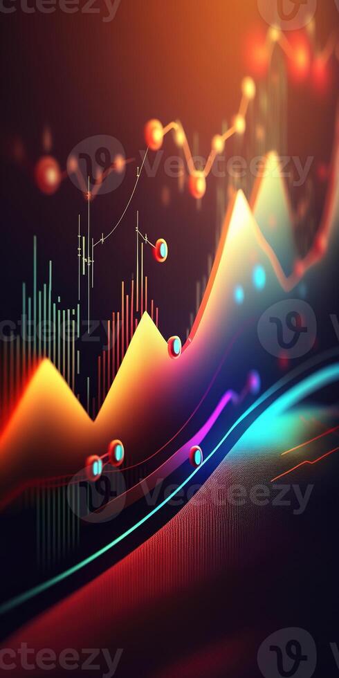 , stock market chart lines, financial graph on technology abstract background represent financial crisis, financial meltdown. Technology concept, trading market concept. photo