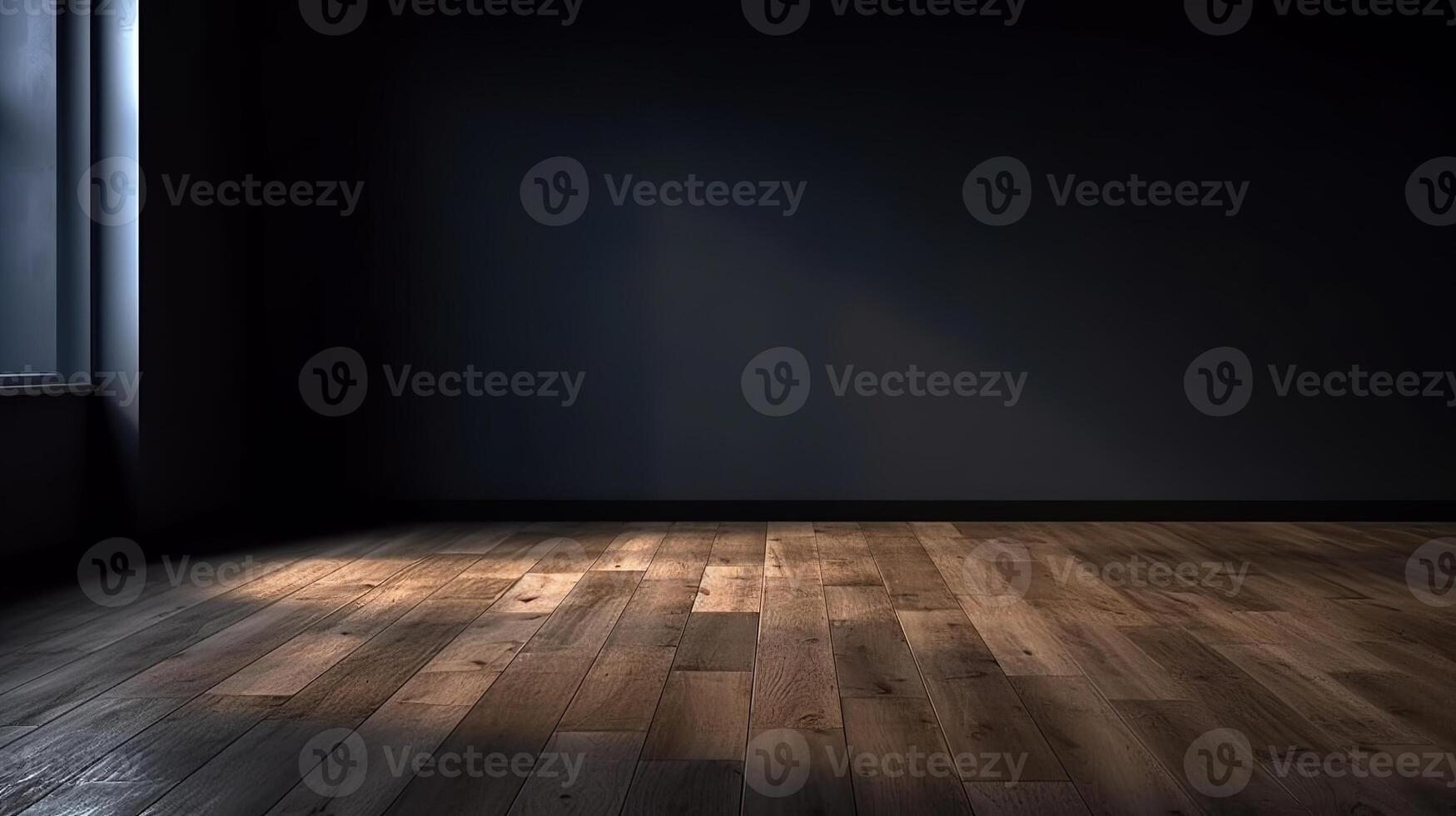 Cleanse light somber divider with shocking chiaroscuro and wooden floor. Jolt in establishment for thing presentation. Creative resource, photo