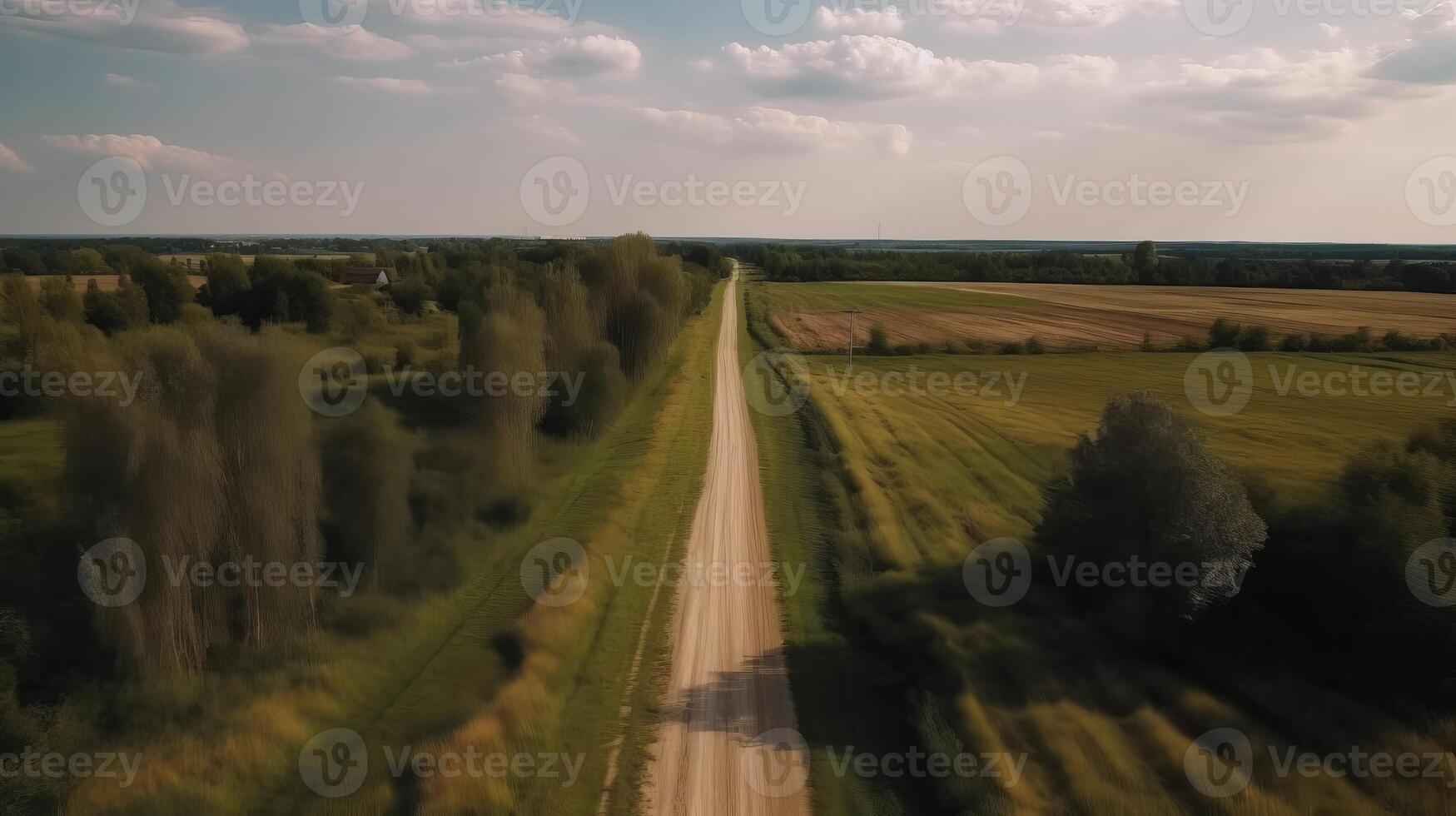 Wind airborne see - primitive street in summer. photo