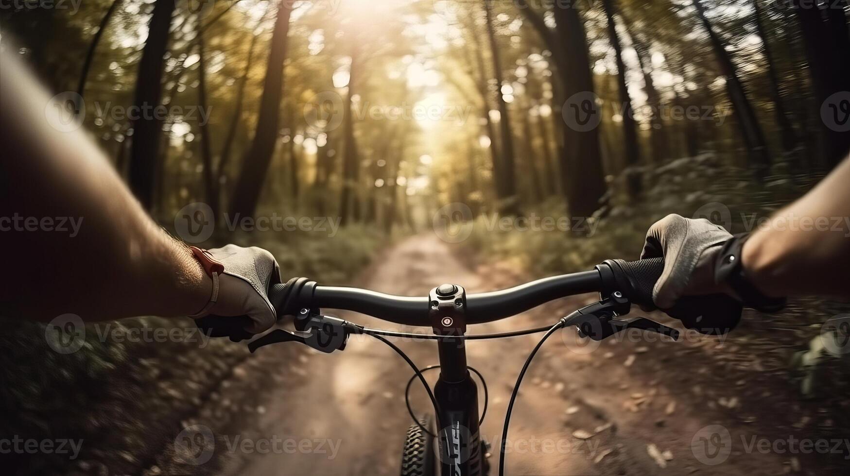 Bicycle, cycling and advancement obscure with a sports individual holding handle bars in spite of the fact that riding open examine closeup pov. Creative resource, photo