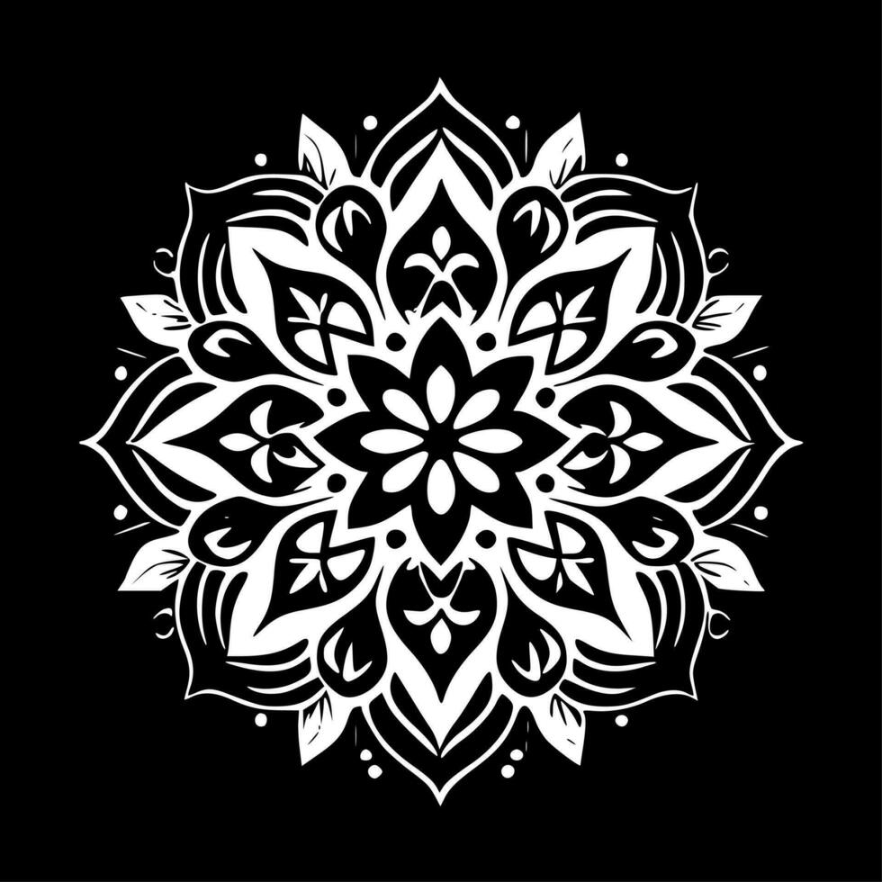 Mandala, Black and White Vector illustration