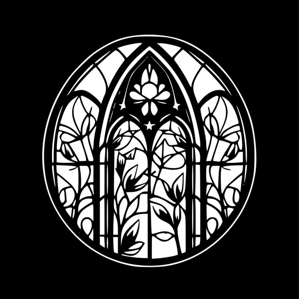 Stained Glass - Black and White Isolated Icon - Vector illustration