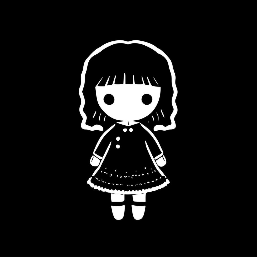 Doll - Black and White Isolated Icon - Vector illustration