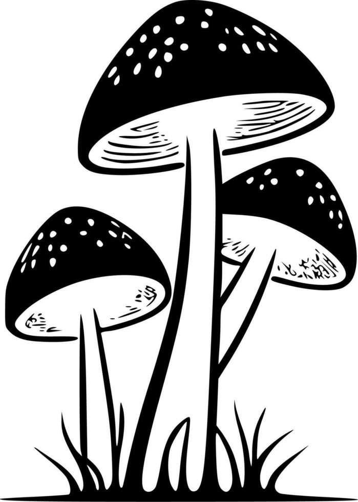 Mushrooms - Black and White Isolated Icon - Vector illustration